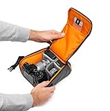 Lowepro GearUp Creator Box Medium II, Mirrorless and DSLR Camera Bag, Camera Case with QuickDoor Access, Made with Recycled Fabric, Orange Padded Interior Dividers, Grey