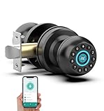 Anweller Smart Door Knob with Lock, Fingerprint Code Keypad Keyless Entry Electronic Digital Biometric Bluetooth App Control Doorknob for Bedroom Interior Apartment Garage