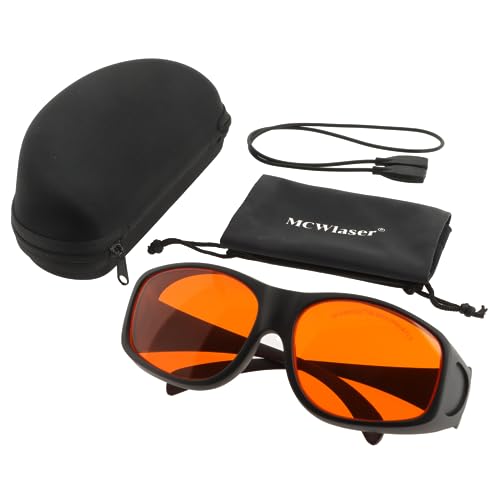 MCWlaser Professional Laser Safety Glasses OD7+ 190-540nm Protective Goggles CE for UV Lamp Ultraviolet/Blue/Green Laser 222nm 248nm 355nm 375nm 405nm 450nm 455nm 473nm 532nm Absorption Type Style 9