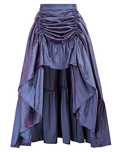 Scarlet Darkness Women Steampunk Retro Bustle Skirts Gothic Pirate Skirt Navy Blue M