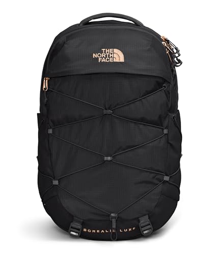 THE NORTH FACE Women's Borealis Luxe Commuter Laptop Backpack - PFAS Free, TNF Black/Burnt Coral Metallic-NPF, One Size