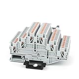 PT2.5-3L Push-in 3-Level Din Rail Terminal Block, 2.5mm² Triple Layer Cable Wire Electrical Connector PT-2.5-3L(Gray,10 Pcs)