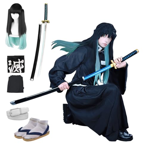 Nhorrobat Full Set Halloween Costume For Men Toki Touichirou Party Role Cosplay Costume Kimono Outfit W/Sword Shoes Wig