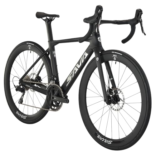 SAVADECK A7L Carbon Road Bike, T800 Carbon Fiber Frame 700C Racing Bicycle with Shimano 105 R7100 24 Speed Groupset and Hydraulic Disc Brake, Ultra-Light Carbon Bike for Man and Women(Black,51cm.)