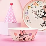 Zak Designs Disney Kids Dinnerware Set 3 Pieces, Durable and Sustainable Melamine Bamboo Plate, Bowl, and Tumbler are Perfect For Dinner Time With Family (Minnie Mouse)