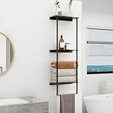 Towel Storage for Bathroom, 3 Tier Towel Rack with Shelf and Towel Bar, Wall Mounted Towel Racks for Bathroom Towel Storage and Organizer - Matte Black