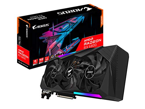 Gigabyte AORUS Radeon RX 6800 Master 16G Graphics Card, MAX-Covered Cooling, 16GB 256-bit GDDR6, GV-R68AORUS M-16GD Video Card