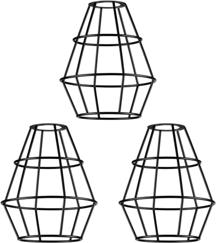 Pendant light shades, Wall Lamp Shades, Vintage Metal Wire Lamp Shades, Farmhouse Style Lighting Cage Shades, DIY, Set of 3