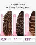 Wavytalk Pro Rotating Curling Iron Set, Automatic Curling Iron Set with 3 Interchangeable Barrel(0.5"-1"-1.25”), Adjustable Heat/Speed/Direction of Rotation, Salon-Quality Curls and Waves,Pink