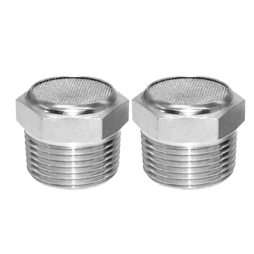 Beduan 316 Stainless Steel Air Pneumatic Mufflers 1/2 NPT Male Thread Sintered Exhaust Muffler Silencer Flat (Pack of 2)