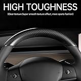 JSWAN Real Carbon Fiber Steering Wheel Cover for Tesla Model 3 2017 to 2023 Model Y 2020 to 2024 Steering Wheel Trim Cover Steering Wheel Wrap Protector Interior Accessories (Matte Black Upper Part)