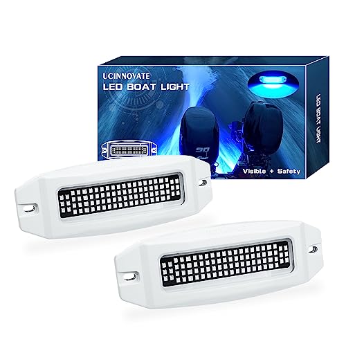 UCINNOVATE 2X 6.9” Marine LED Boat Light, 3000LM 84LED Waterproof Transom Lights, Underwater Light for Yachts, Boats, Sailboat, Pontoon, Transom, Boat Deck Light Stern Lights (Blue, 12-36V, IP68)