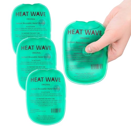 Heat Wave 3x5 Reusable Click Instant Heat Hand Warmer (Small Green 4 Pack)