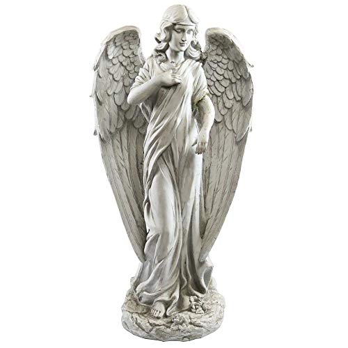 Alpine Corporation 31" Tall Indoor/Outdoor Angel Statue Yard Art Decoration, Light Gray