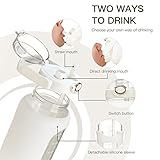 chunmo 64oz Glass Water Bolttles with Straw Half Gallon Large Motivational Water Bottle with Time Marker Sports Water Bottles with Silicone Sleeve and Handle Lid Water Jug for Gym Workout