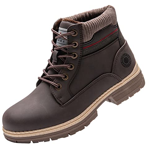 ANJOUFEMME Work Hiking Boots for Women Waterproof - Womens Outdoor Ankle Boots Lightweight Snow Winter Boots for Walking Backpacking FNW2001-BROWN-9