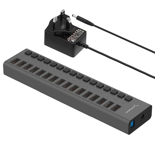 SABRENT 16-Port USB 3.0 Data Hub and Charger with Individual Power Switches, 90W High-Power Output (HB-PU16)