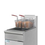 KoolMore 50 lb. Floor Standing Natural Gas Commercial Deep Fryer with 120,000 BTU in Stainless-Steel, ETL Listed (KM-FDF50-NG)