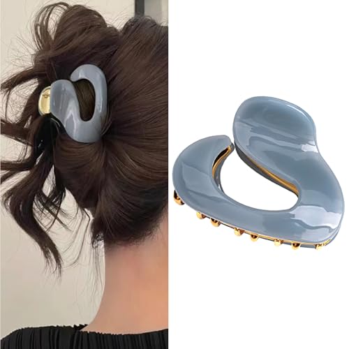 WBANYI Hair Claw Clips for Thick Hair, Korean Exquisite Metal Claw Clips for Women Medium and Long Hair (Blue)