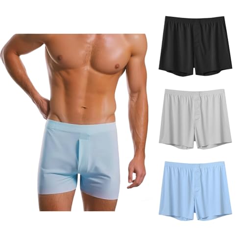Liangzhou Men's Silk Boxer Shorts Ice Silk-feel Breathable Seamless Underwear Loose Fit Comfortable Boxers for Men