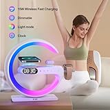 RYND 2025 Magnetic 5 in 1 Speaker Alarm Clock with Wireless Charger, Bedside Lamp with Adjustable Night Light, Gift for Family/Friends