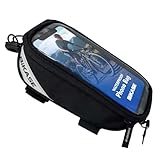 BiKase Beetle Large E-Bike Phone Bag - Water Resistant Nylon Phone Mount for Bicycles, Fits iPhone 15/14/13 Max & Samsung Galaxy, Easy Install Top Tube Cell Holder for Ebikes