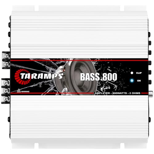 Taramps Bass 800 2 Ohms Monoblock Amplifier 800 Watts Rms 1 Channel 14.4VDC Out Power Full Range, Great for Sub/Bass - Rca/High Level Input, Car Audio