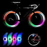 ShineMe 4pcs Bike Wheel Lights Waterproof Spoke Bicycle Lights Wire Tyre LED Neon Light Lamp Bulb - Red Blue Green and Multi-Color Used for Safety and Warning(Ramdon Color)