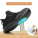 Steel Toe Shoes for Men and Women Comfortable Lightweight Work Safety Shoes Puncture Proof Slip Resistant Indestructible Sneakers Construction Work Utility Shoes Black M10