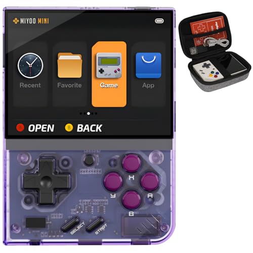 Miyoo Mini Plus 128GB Retro Game Console – Handheld Portable Gaming System, 3.5" HD Screen, Long Battery Life, Supports Multiple Emulator Formats for Retro Gaming (Purple 128G)