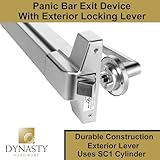 Dynasty Hardware Push Bar Panic Exit Device for Emergency Exit Doors Painted Aluminum, with Exterior Lever Handle