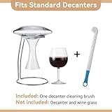 Lily's Home Wine Decanter Drying Stand with Rubber Coated Top to Prevent Scratches, Includes Cleaning Brush, For Standard Large Bottomed Wine Decanters, Decanter and Wine Glass NOT Included