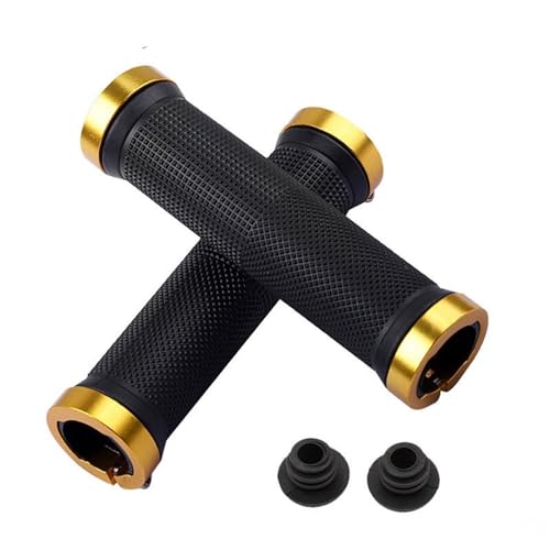 Bicycle Handle Grip Anti-Skid Cycling Handlebar Sleeve Bike Accessories Rubber MTB Grips Alloy Cuffs Bilateral Lock (Color : Orange)