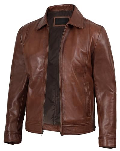 Decrum Vintage Leather Jacket - Lambskin Brown Leather Jackets Men | [1100374] JonWiick, L