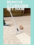 HIMODA Pet Hair Remover for Carpets, Adjustable Long Handle Carpet Rake for Dog Cat Hair Removal, Powerful Carpet Hair Removal Broom, Reusable Large Fur Scraper Tool