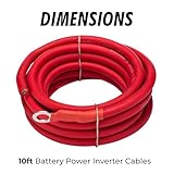 InstallGear AWG 5 Gauge 10ft Battery Power Inverter Cables - 2ct Red/Black Battery Cable for Solar, Auto, RV and Marine, Lawn Mower - 99.9% Deoxigenized Copper, Set - Battery Cable Wire - Battery Wire