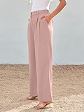 LILLUSORY Wide Leg Dress Work Pants Womens Palazzo Flowy 2025 Summer Spring High Waisted Professional Business Office Interview Outfits Bottom Wear Trousers Dressy Slacks Dusty Pink