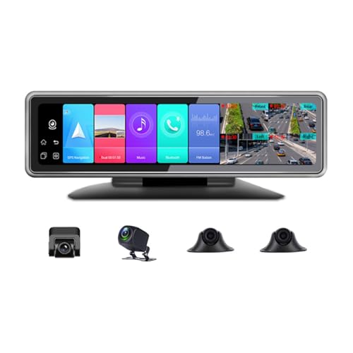 4G Mirror Dash Cam, 11.26in Rearview Mirror Four Dash Cam, Control, Support Positioning, Driving Assistance, Loop Recording, Built in and GPS