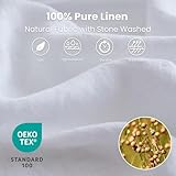 Simple&Opulence 100% Linen Sheet Set 4 Pieces Natural France Flax Bed Sheet (1 Flat Sheet, 1 Fitted Sheet, 2 Pillowcases) Breathable Luxury Hotel Bedding - Embroidery White, Queen Size