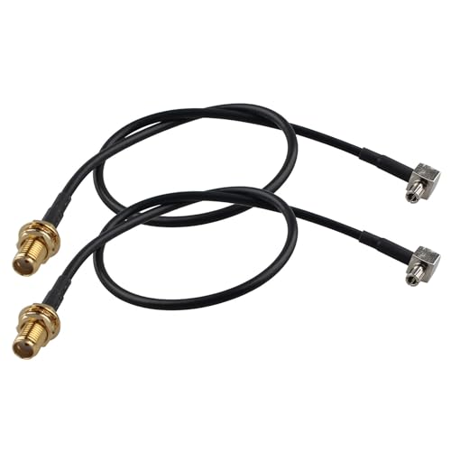 Futheda 2pcs SMA to TS9 Cable 4G LTE Antenna SMA Female Bulkhead to TS9 Male Plug Right Angle Adapter Cable Antenna Extension RG174 Pigtail Coaxial Cable 12inch/30cm for 4G LTE WiFi Router UMTS Mobile