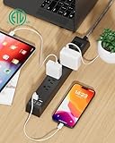 12FT Long Power Strip Surge Protector - with 6 Outlets 4 USB Ports, Heavy-Duty Braided Extension Cord, Flat Plug, 900 Joules, 15A Circuit Breaker, Wall Mount for Home Office (2 Pack)