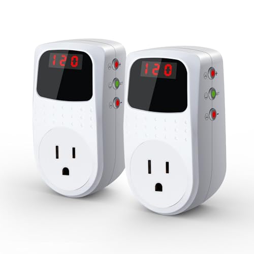 BSEED Surge Protector Outlet, Voltage Regulator, Surge Protector for Refrigerator/TV/PC/Home Appliance, Wall Tap Adapter, Space Saving Design, LED Display Screen, Adjustable,120V, 15A, 1800W, 2 Pack