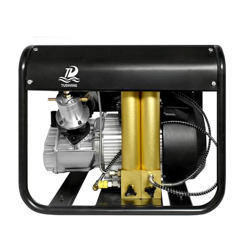 TUDIVING-4500Psi 300Bar Scuba Air Compressor,PCP High Pressure Compressor Built-in Two Stage Water-Oil Filter,Compressor for Scuba Diving/Firefighting/Paintball 110V (TXEDM042)
