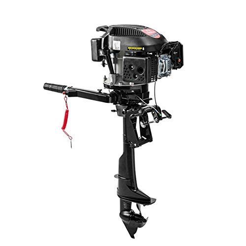 Outboard Motor, 4 Stroke 6HP Boat Motor Engine, Hangkai Gas Trolling Motor with Air Cooling&TCI Ignition System for Inflatable Fishing Boats, Jon Boats, Rubber Boats, Short Shaft