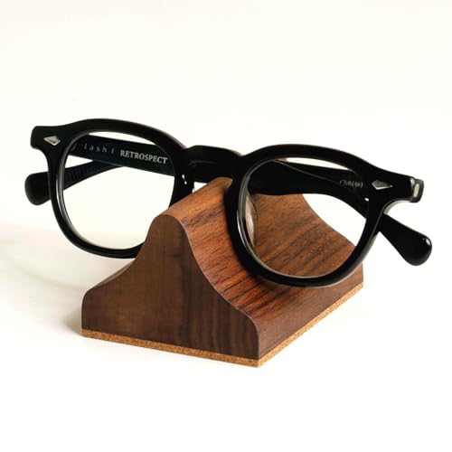 Handmade Wood Carving Eyeglasses Stand Wood Glasses Holder Sunglasses Display Stand Home Office Desk Supplies (WALNUT)