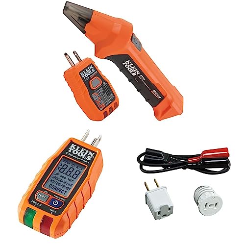 Klein Tools ET310 AC Circuit Breaker Finder, Electric Tester with Integrated GFCI Outlet Tester & RT250 GFCI Outlet Tester with LCD Display & Klein Tools 69411 Circuit Breaker Finder Accessory Kit