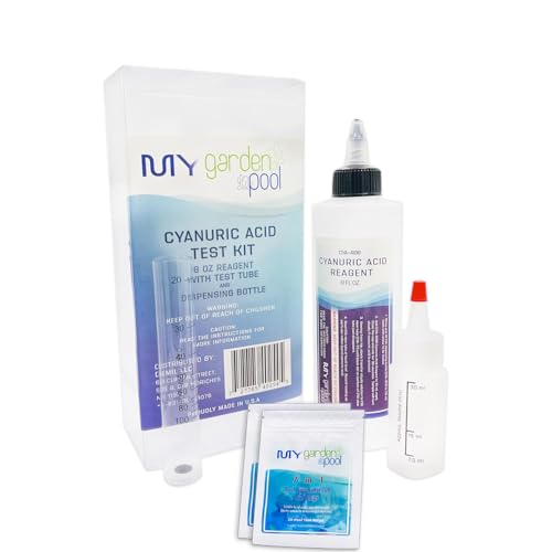 Cyanuric Acid Test Kit - Accurate Testing, 8 oz Reagent, with Test Tube and Mixing Bottle, Maximize Pool Water Efficiency with My Garden Pool 7 in 1 Water Test Strips