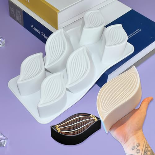 mostsom 3D Silicone Mousse Mold Wave Leaf Shape Mould for Baking Premium Nonstick Chocolate, Cake, Candy, Brownie, French Dessert, Pastry, Ice Cream Molds (A_ Wave Leaf)