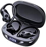 FOYCOY Bluetooth Headphones Wireless Earbuds 90H Playtime Ear Buds IPX7 Waterproof Sports Earphones, ENC Noise Cancelling Call, LED Display Wireless Charging Case Over-Ear Earhooks Stereo Bass, Black