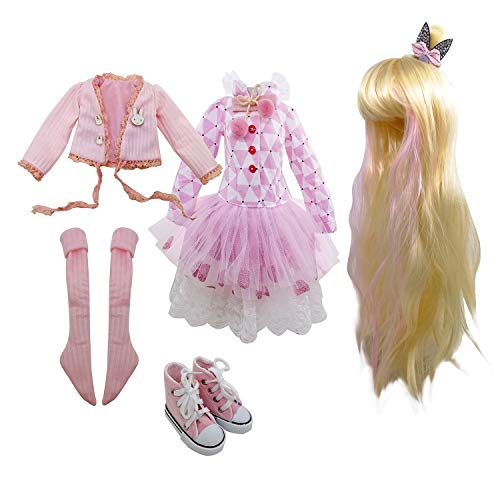 EVA BJD Set of Fashion Clothes Wigs Shoes Socks Accessories Full Set for 1/3 22in - 24in 60cm BJD Dolls (Abby)